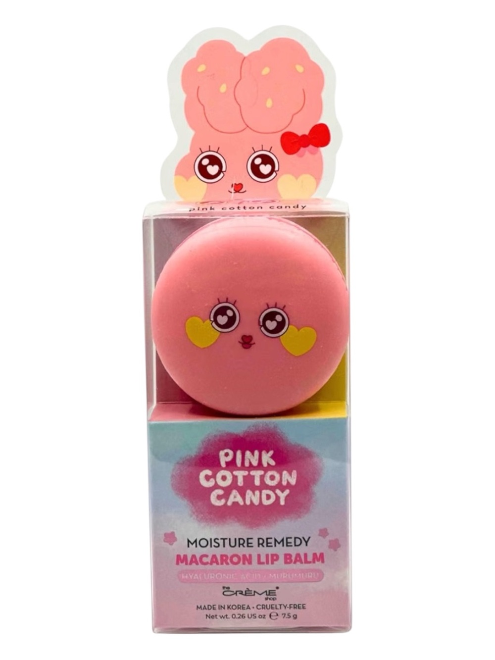 The Crème Shop Pink Cotton Candy Macaron Lip Balm Hyaluronic Acid